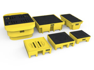 Bacia de contenção com grade para armazenamento seguro Grupo Construmaq