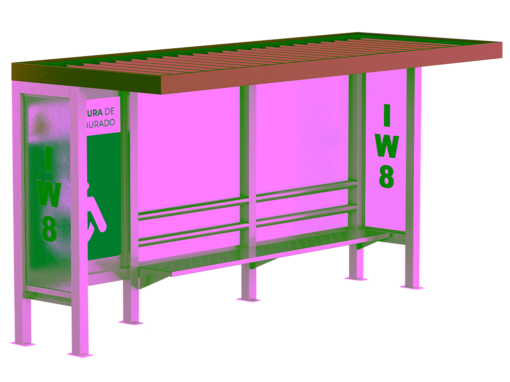 Ponto de ônibus com cobertura moderna