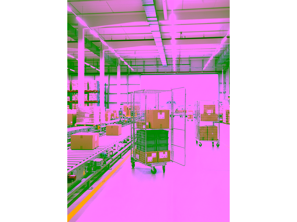 Carrinho industrial em ambiente fabril