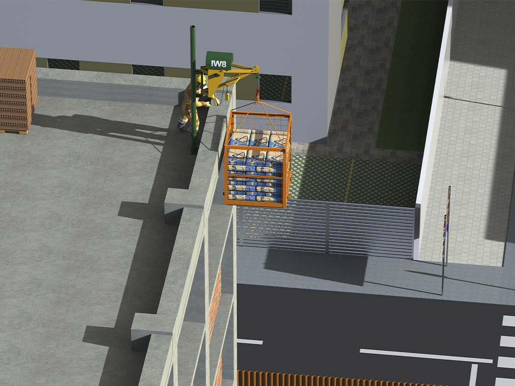 Guincho de Coluna com gaiola para materiais